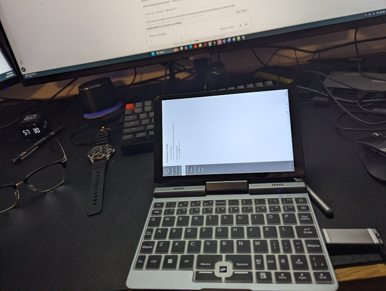 Lubuntu&rsquo;s Calamares installer running on the Kooforway Mini, with Minimal Installation selected